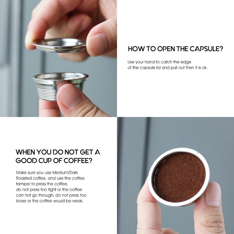 Reusable Coffee Capsule Stainless Steel Refillable Coffee Pod with Brush