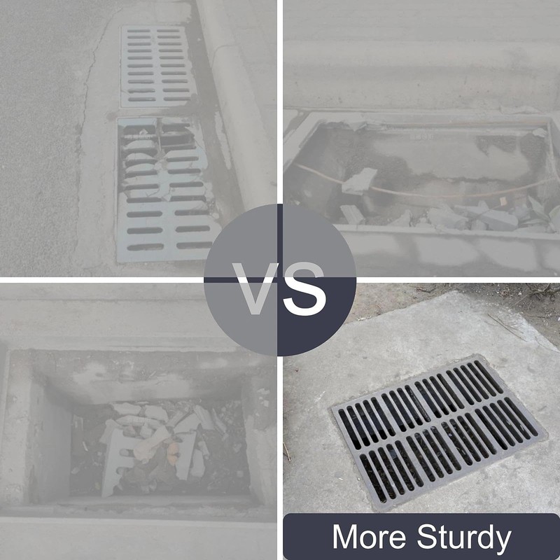 MASSLUNT Cast Iron Drain Grate and Frame 20x12 in, B-Class