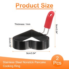 HARFINGTON 2Pcs Heart Egg Rings Stainless Steel Nonstick Pancake Cooking Ring with Silicone Handle for Griddle Frying Eggs Sandwich Omelets Breakfast