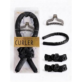 DONNA Set de rizadores de cabello de satén sin calor, kit para rizos nocturnos con cinta, diadema, pinza y 2 coleteros: rizos de seda sin calor para c