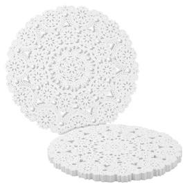Juvale Round Medallion Doilies (12 in, White Lace Paper, 200 Pack)