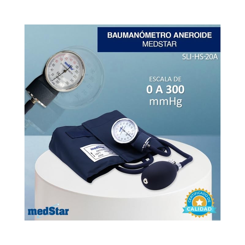 MEDSTAR | Esfigmomanómetro Aneroide de Aluminio para Adulto (Azul)