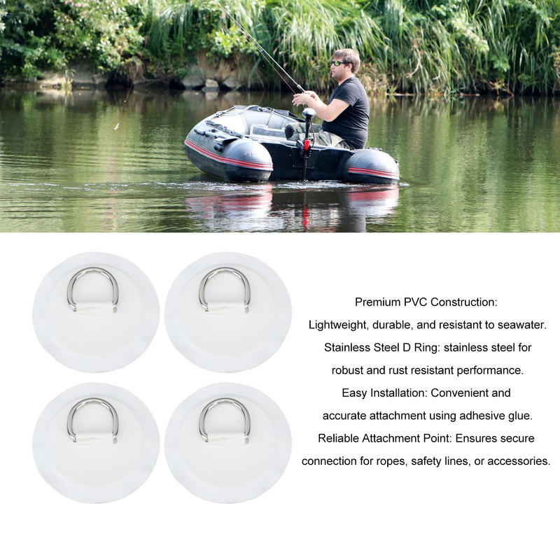 4PCS D Ring Patch PVC Round Shape Strong Stainless Steel