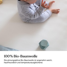 Ehrenkind® Fitted sheets for baby cot, 100% organic cotton fitted sheet, breathable fitted sheet (160 g/m²), material Oeko-Tex 100 certified, 160 x 80 cm, white