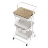 DTK 3 Tier Rolling Utility Cart with Cover Top Board,