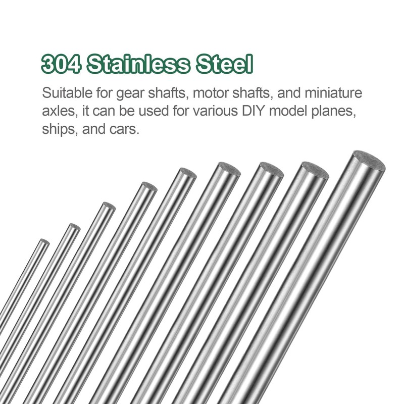 sourcing map 5Pcs 304 Stainless Steel Round Rod 1/2" Diameter