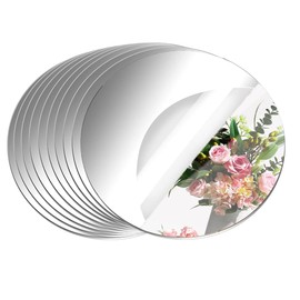 9PCS Small Round Mirror Centerpieces for Tables, 6inch Acrylic Circle Mirror Centerpieces for Table Candle Plate Circle Mirror Trays for Wedding Centerpieces Party Decorations