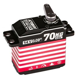 GOTECK 70KG Brushless Digital Servo,High Voltage 14V Full Metal Gear Waterproof Steering Servo with 25T Servo Horn for 1/8 1/10 Scale RC Cars,RC Crawler,Trucks,Boat,Robot Parts (A70BHV-180°)