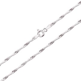 Schöner-SD Singapore Chain Necklace 925 Silver Twisted, Silver
