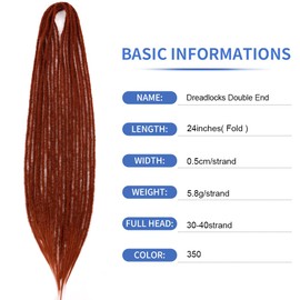 Dreadlock extension reggae,double ended locs crochet braid Rock&Roll Hippie extension dreadlocks synthetic handmade 24inch 0.5cm 350#