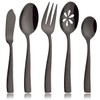 JASHII 5-Piece Black Hammered Flatware Hostess Set Stainless Steel Serving