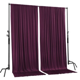 AK TRADING CO. 10 feet x 8 feet IFR Polyester Backdrop Drapes Curtains Panels with Rod Pockets - Wedding Ceremony Party Home Window Decorations - Eggplant Purple