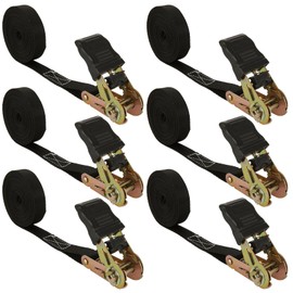 6Pack Ratchet Straps, 20Ft Ratchet Tie Down Straps, 1700 LB Break Strength Ratchet Cargo Straps with Safety Lock S Hooks & Rubber Handle for Moving Cargo, Motorcycle, Appliances, Lawn Equipment