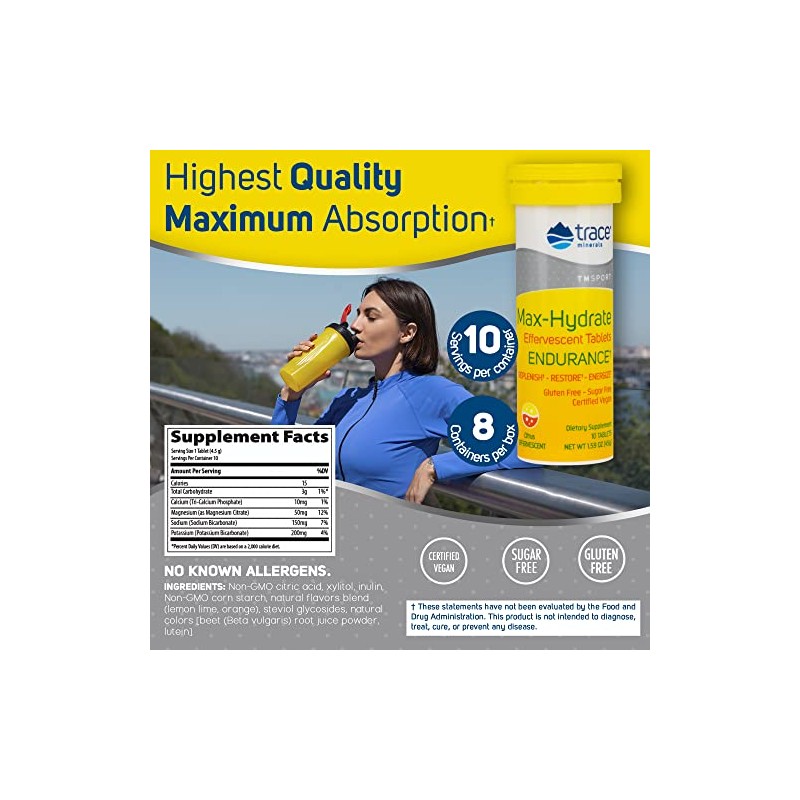 Max Hydrate Resistencia Trace Minerals Suplemento Apoyo Energético Diario Electrolitos