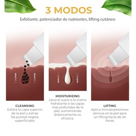 CLEOSKIN. Espátula Peeling Ultrasónico para remover espinillas y puntos negros. Incluye 2 fundas de silicona para limpieza facial y 4 agujas de acero 