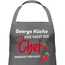 Geschenk mit Namen personalisiert by Shirtracer - Apron - Cooking Apron Men - Hier kocht der Chef I Gift Cooking I Hobby Chef Gift, 2 anthracite