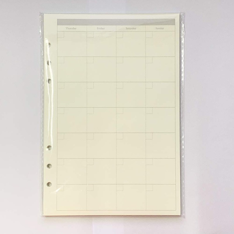 6 Ring Binder Refill, Undated A5 Planner Inserts, Monthly Planner