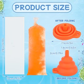 FEBSNOW 160 Large Ice Lolly Bags Disposable Ice Popsicle Mold, Freezer Tubes Ice Cream Mold Easy to Fill for Snacks Yogurt Juice Fruit Ice Candy Pops Comes with Funnel (4 x 12 Inch)