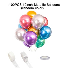 Colorful Party Balloons 100pcs 10inch Chrome Metallic Helium Balloons for Birthday Party Decoration and Garland Arch Decoration Wedding Birthday Christmas Party