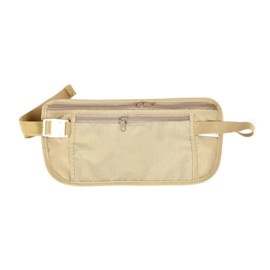 QWQJ Thin Profile Money Belt Secure Travel Money Belt Bag Blocking Wallets Anti-Theft Passport Pouch Fanny Pack, Khaki