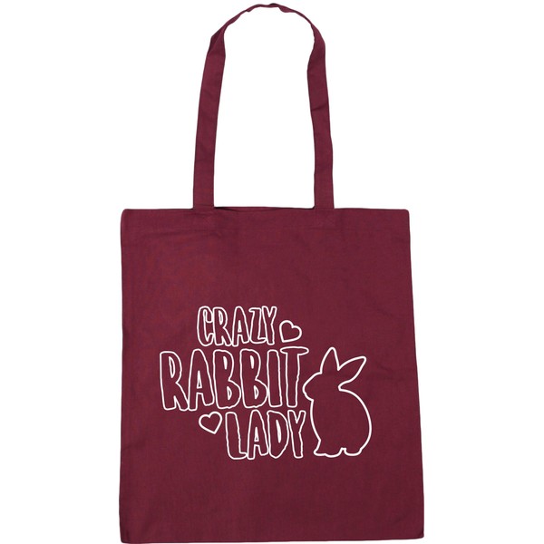 Hippowarehouse Crazy rabbit lady Tote Shopping Gym Beach Bag 42cm