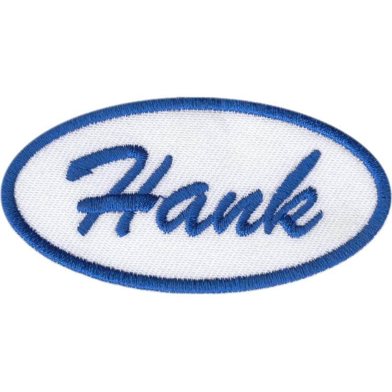 Hank Name Tag - Embroidered Iron on Patch