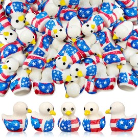 50 Pcs Patriotic Eagle Duck Figurine Mini Resin Veteran Ducks 250th Anniversary Independence Day Patterns Tiny Animals Figurines Patriotic Resin Ducks Ornament for Home Office Desk