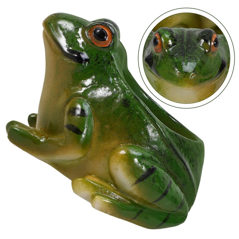 Gatuida Frog Shaped Ceramic Flowerpot Cute Desktop Planter for Succulents