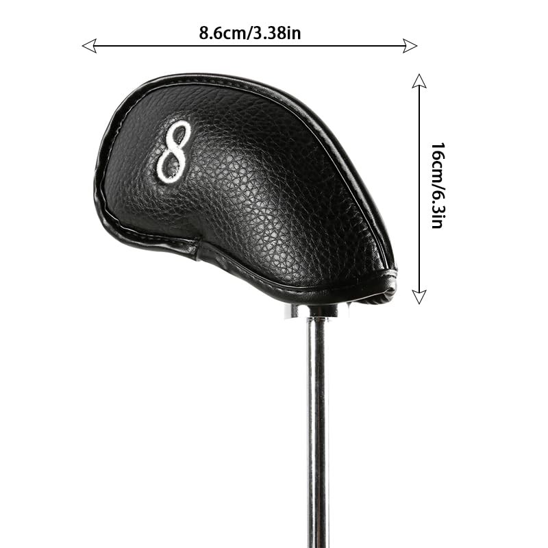 12 Pcs Golf Club Head Covers with Embroidered Labels, Leather