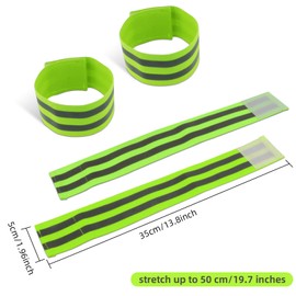 VTECHOLOGY 8Pcs Green Reflective Arm Bands for Runners Reflective Wristbands Reflective Ankle Band For Night Work Running Cycling