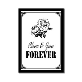 Bloom Grow Forever Unique Farmhouse Wall Art Signs Wooden Framed Plaque with Motivational Quote Saying Wall Art for Home Bedroom Office Inch