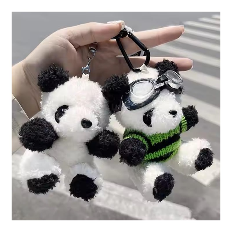 Amily Panda Matching Keychain, Fluffy, Cute, Teddy Bear, Stylish, Plush