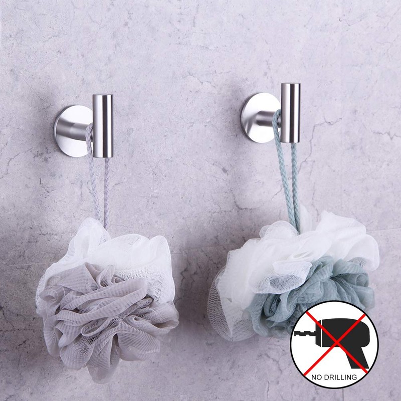 GERZWY Adhesive Hooks Heavy Duty Wall Hooks Waterproof Stainless Steel