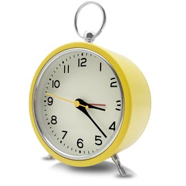 Rohome Silent Table Analog Alarm Clock No Ticking Battery Operated for Shelf Bedroom Nightstand with Backlight (Yellow)