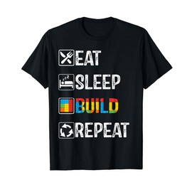 Sleep Eat Build Repeat Building Blocks Bricks Master Builder T-Shirt
