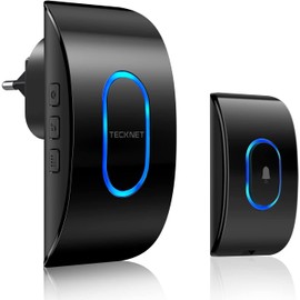 TECKNET Outdoor Wireless Doorbell IP65 Waterproof 400M Operating Range 60 Ringtones 5 Selectable Volume RGB Display (1 Transmitter and 1 Receiver)