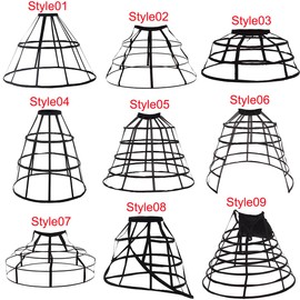 GRACEART 5 Hoop Split Crinoline Cage Bustle Skirt Pannier Petticoat Underskirt Costume