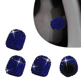Msyuusr 4PCS Handmade Crystal Rhinestone Car Tire Valve Stem Cap, Dustproof Attractive and Bling Women's Car Accessories, Universal Accessories for Car Truck Motorcycle Bike (Blue)