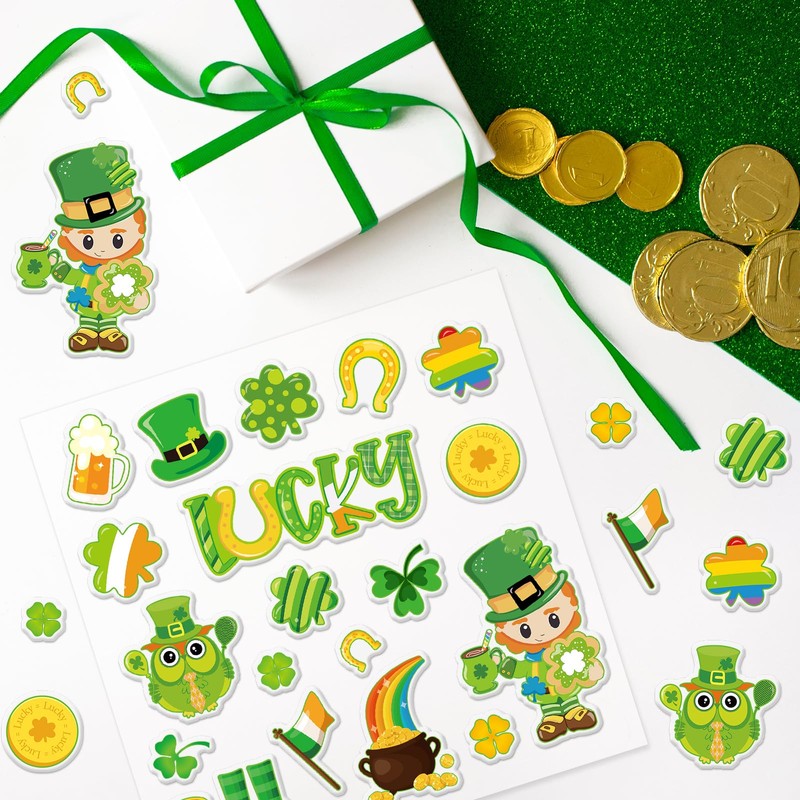 JarThenaAMCS JarThenaAMCS 20Pcs St. Patrick's Day Thick Gel Clings Cartoon