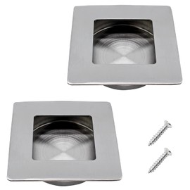 Coufce 2 Pack 70 x 70MM / 2.76 x 2.76 Inch Recessed Flush Pulls, Stainless Steel Square Recessed Invisible Flat Finger Pull, Sliding Door Handles for Closet Door, Pocket Door, Kitchen Cupboard