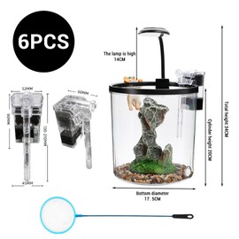 GarveeHome Small Fish Tank, 1.3 Gallon Tall Aquarium with Filter and Light, Ultra Clear Goldfish Aquarium Starter Kit, Desktop Mini Aquarium for Betta Fish, Goldfish, Shrimp, Snails, Round