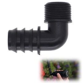 Drip Irrigation Adapter, 90-Degree Elbow NPT Male Pipe Fitting, Garden Hose Barb Connector Elbow Plastic Tube Fitting, 3/4 to 25mm