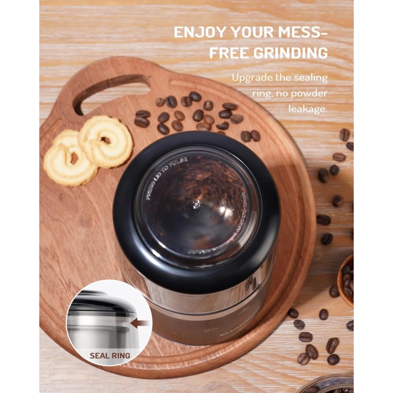 Shardor Electric Coffee Grinder Super QuietÂ Coffee Bean Grinder w/ Stainless