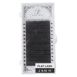 FELICIA Flat Lash Matte Eyelash Extensions Ultra Soft Single Matsueku Eyelash J Curl 0.006 inch (0.15 mm) Thickness 0.4 inch (11 mm)