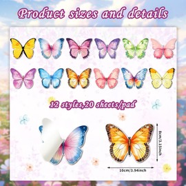 12 Pack Watercolor Butterfly Shaped Sticky Note,Self-Stick Notes Colored Sticky Memo Pads Message Note Notepad for Kid Student Reminders to Do List School Office Supplies Stationery Gift