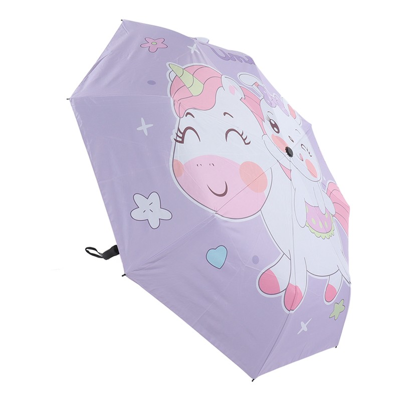 Children Umbrella 3 Fold Reflective Edge Cartoon Portable Kids Sun