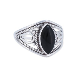 925 Sterling Silver Ring With Onyx, Silver