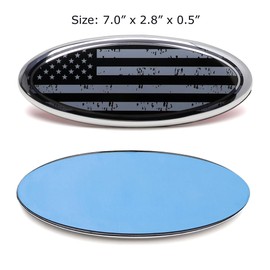 iJDMTOY 7-Inch Distressed Grayscale US Flag Design Front Grille Oval Emblem Badge Compatible with Ford 2004-10 Explorer 2003-06 Expedition 2007-14 Edge 2007-12 Fusion 2008-15 Escape 1999-04 F150 F250