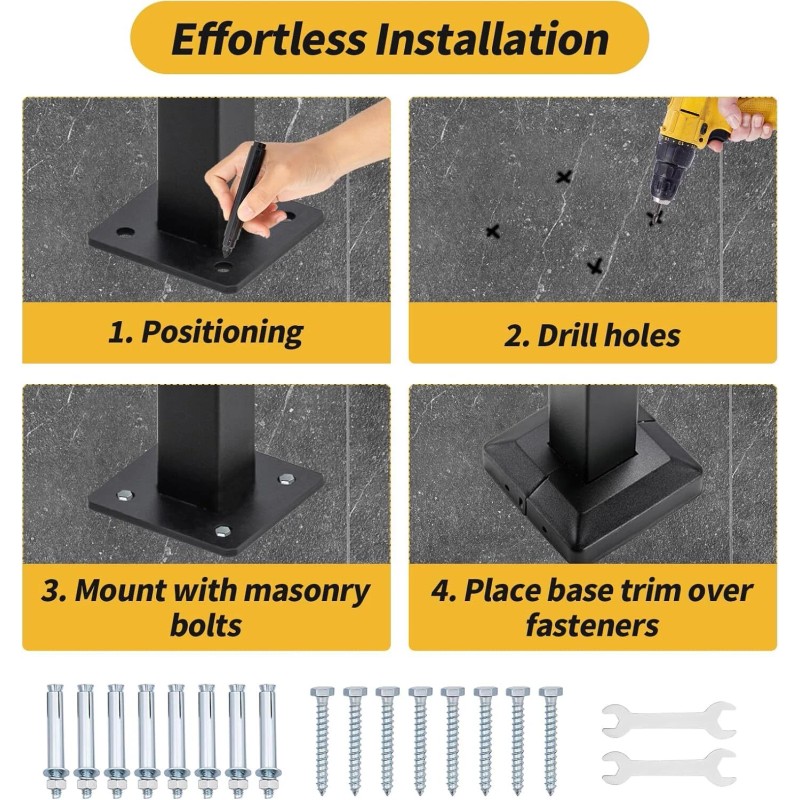 LMYYGOO Steps Wrought Iron Handrail Stair Railing ，2 to 3