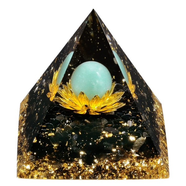 Nupuyai Green Aventurine Ball Lotus Flower Chakra Healing Crystal Pyramid with Gift Box, Energy Stone Spiritual Ornament Quartz Point Reiki Energy Figure for Protection